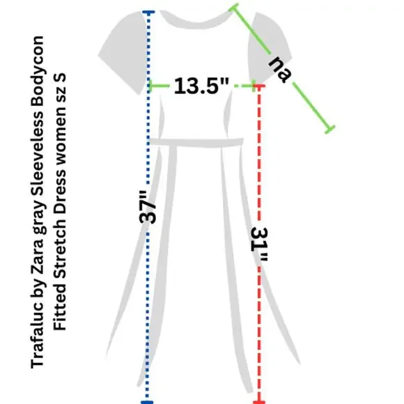 Zara Trafaluc Gray Sleeveless Bodycon Fitted Stretch Midi Dress Women sz S - Picture 2 of 7